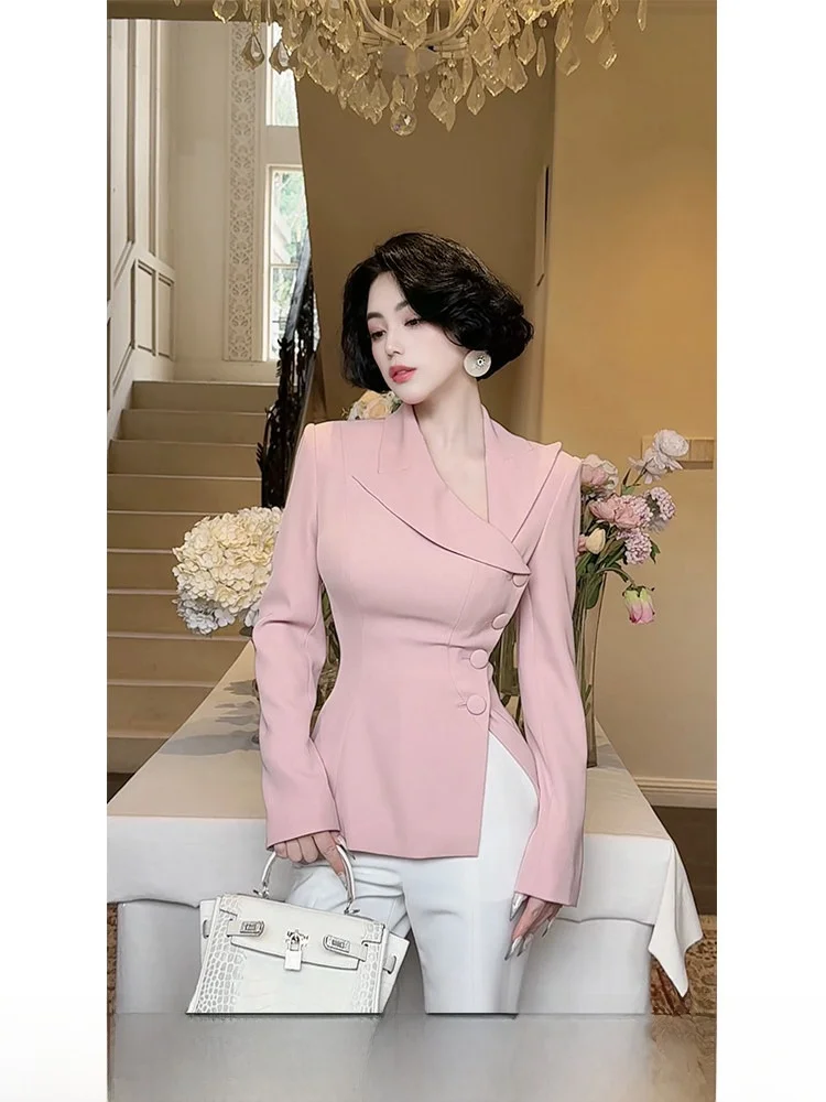 

Женский костюм LYXJ Tea Dr: Приталенный пиджак, элегантный стиль, весна 2026, новинка, премиум-класс, для офиса, модный, из смесового полиэстера