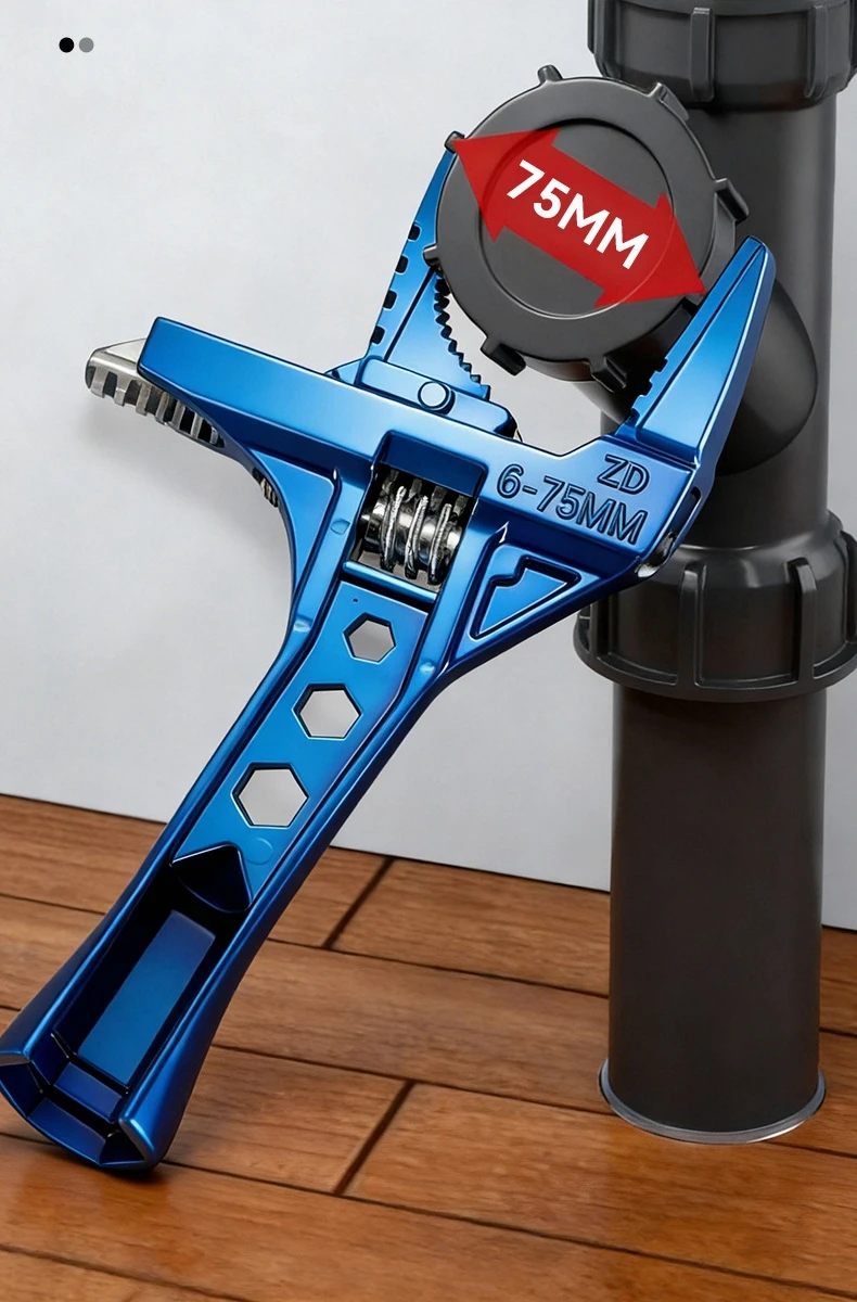 Multifunktionaler Metall-Badezimmer-Schraubenschlüssel mit Großer Öffnung, Ergonomischem Design, Verstellbarer Universal-Rohrzange zur Mutternentfernung – Detail 8