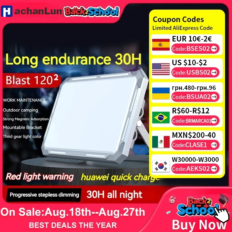 LED التخييم خيمة ضوء كشاف قابل لإعادة الشحن عالية الطاقة الإضاءة في الهواء الطلق الطوارئ مقاوم للماء معلقة مصابيح الليل المحمولة