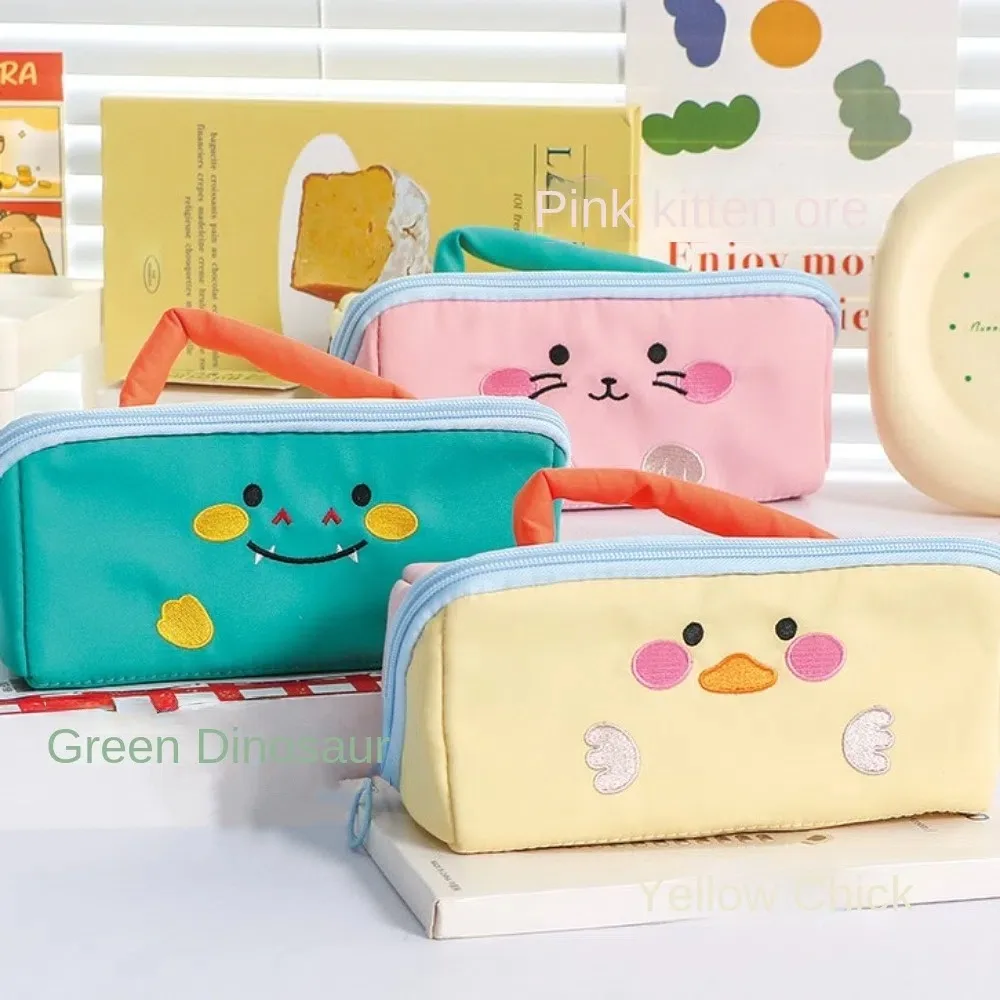 

Large Capacity Cartoon Pencil Case Duck Rabbit Dinosaur Cosmetics Storage Korean Pencil Bag Zipper 6 Multi Layers