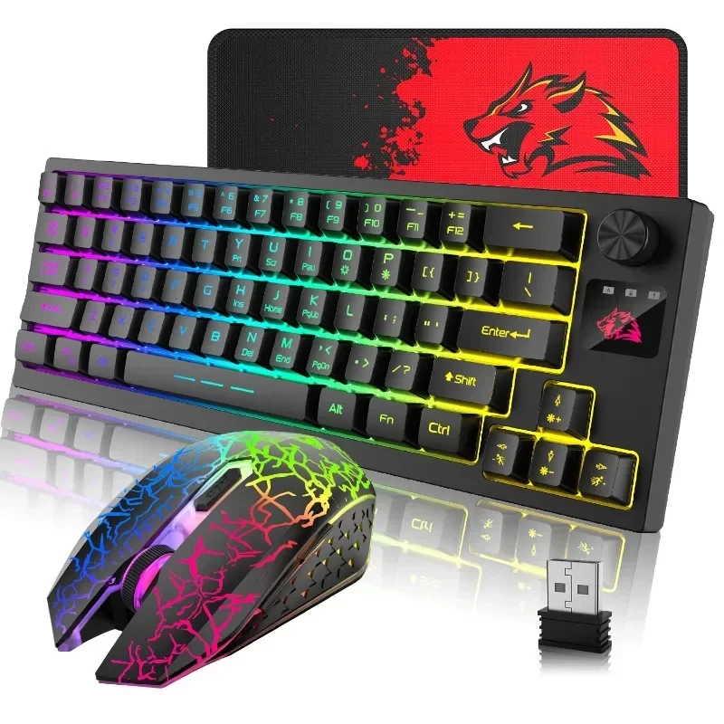 T50 rechargeable wireless RGB luminous keyboard and mouse set, e-sports game computer keyboard