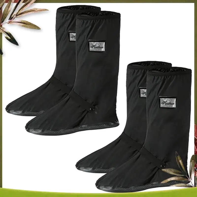 

2 Pairs Waterproof Shoe Covers Black PVC With Reflective Sheets Rain Gear, Snow And Rain Boot Covers