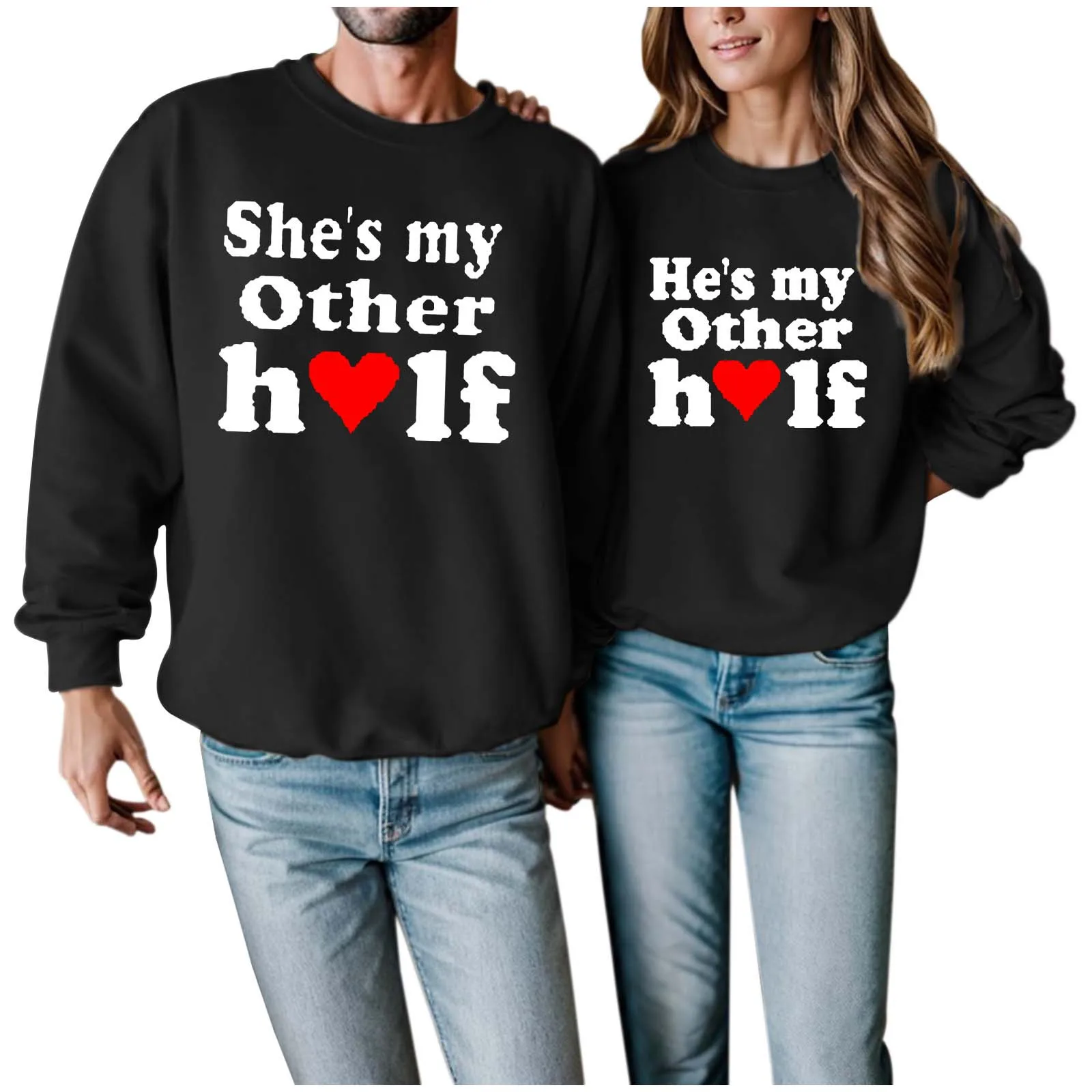 

Two Piece Outfits Couple's Casual And Sports Style Hoodie With Valentine's Day Print For Winter And Bohemian Sweatshirts Women