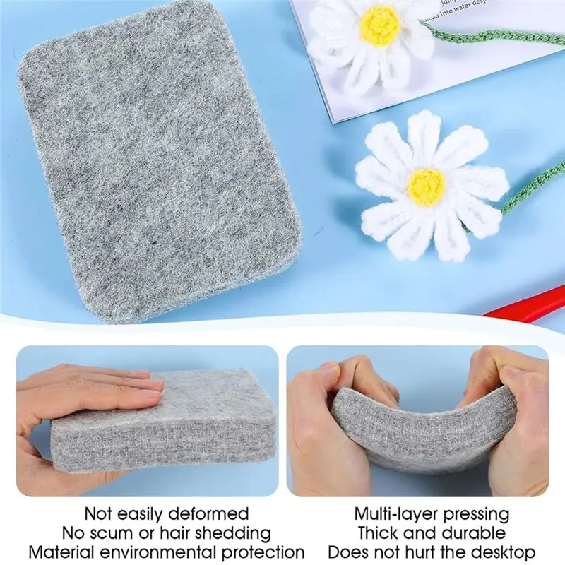 J1UL1N Grey Sponge Felting Pad, Thick And Firm Wool Mat 4.65X3.35 Inch For Needle Felting