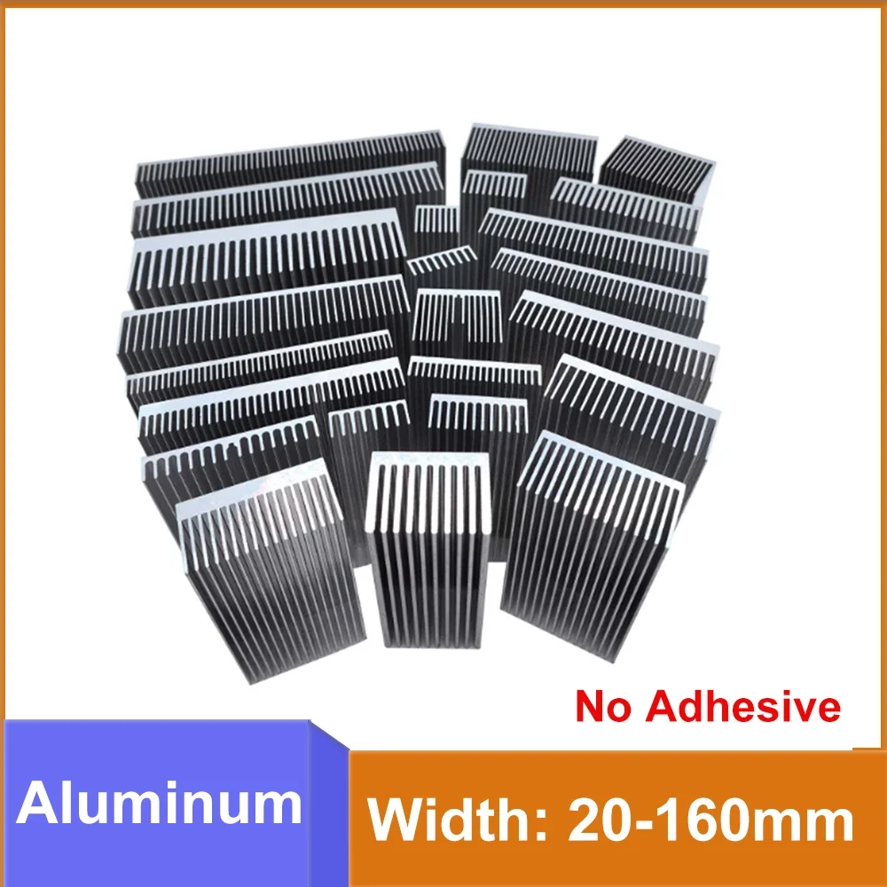 1pcs No Adhesive Aluminum Profile Heat Sink Width 20-160mm Cooling Cooler Motherboard Electronic Chip Wait Heat Dissipation