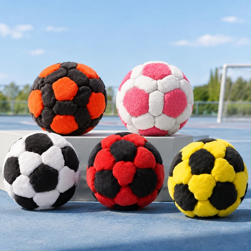 Plush Football Balls Are Soft And Elastic To Relieve Stress. Outdoor Interactive Sports Park Activities Are Multicolored.