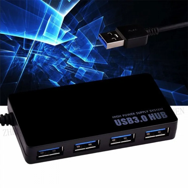 Y USB 3.0 HUB 4-Port Adapter Extender USB PC Splitter Laptop Powered AC Adapter
