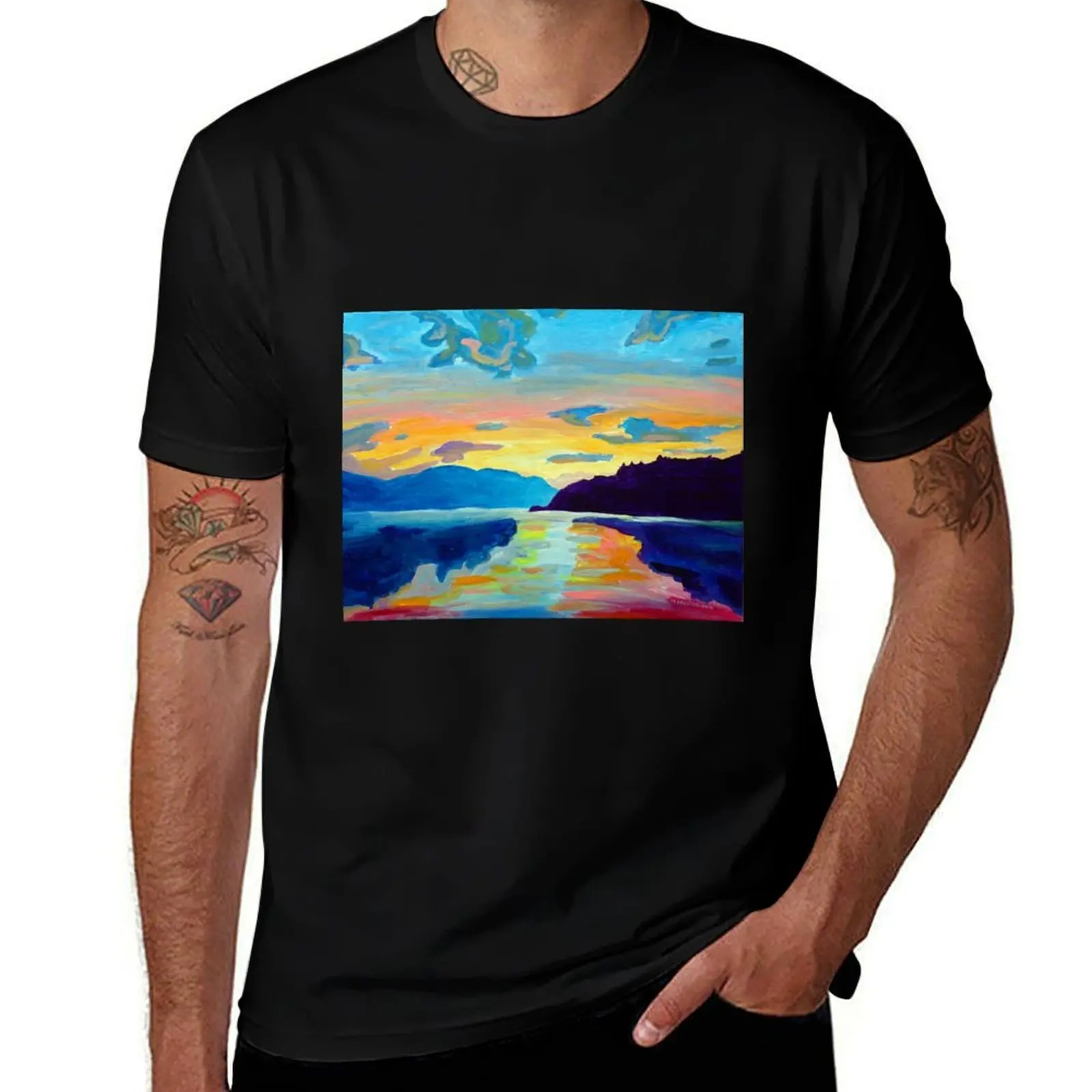 Crossing Lake Okanagan T-Shirt Streetwear Print Tee Shirt T-Shirt