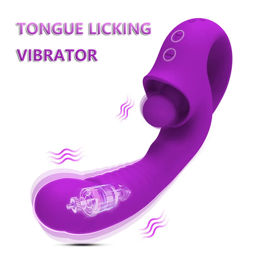 Tongue Licking Dildo Vibrator For Women G-spot Stimulator Clitoris Massage Vibrating Wand Adult Sex toys Clit Sucker Masturbator