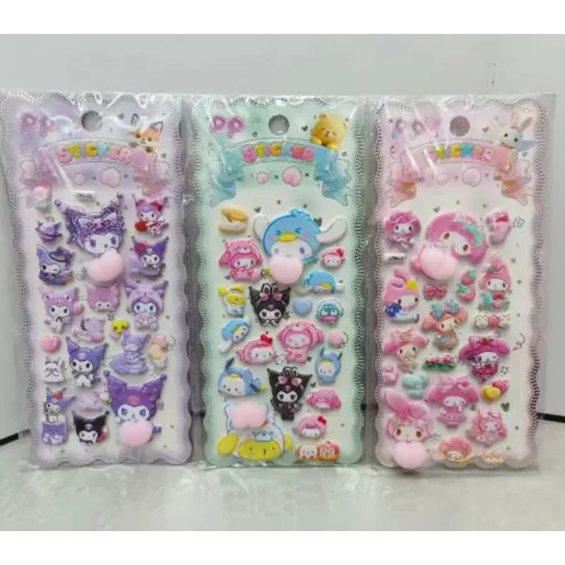 新しい柔らかくて可愛いお尻をつまむとストレス解消できるステッカー、子供向けのサンリオのクマとウサギのデコレーションステッカー