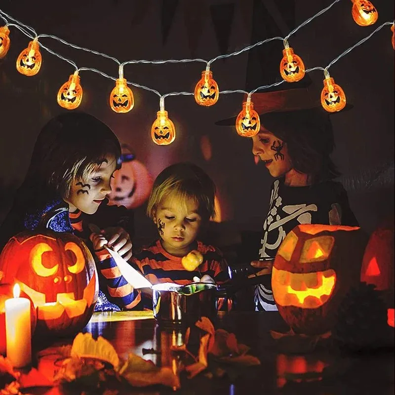 Cadena de luces de decoración navideña para Halloween, cadena de luces de calabaza Solar, resistente al agua, 100 luces LED para exteriores, hogar,