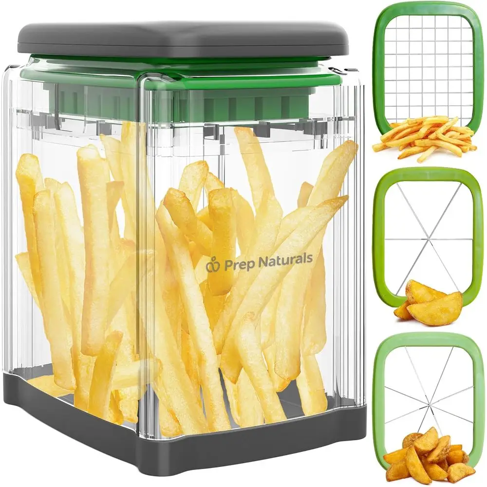 

3-in-1 Manual Ratchet Cutter - Interchangeable Blades or Potato Cutter & Slicer - Functions as Potato Dicer & Food Dicer - Inclu