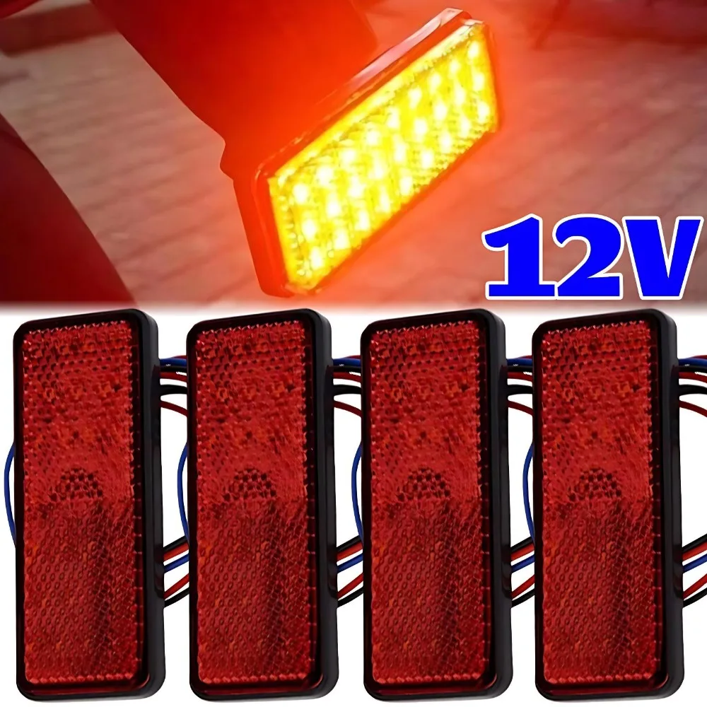 Motorcycle LED Reflector Tail Light Rear Brake Stop Turn Signal Indicator Lamp Running Light 12V Universal for Scooter Dirt Bike