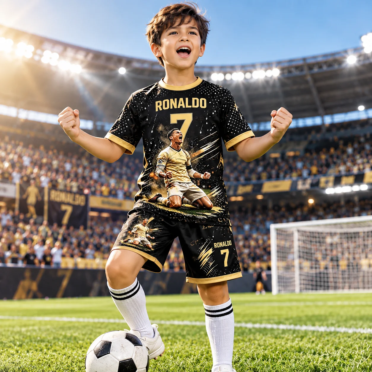New Special Edition No.7 Fans Football Jersey Tee Shorts Set Women Men Sportwear Summer Casual Kids Tshirt Set 2 Piece Set