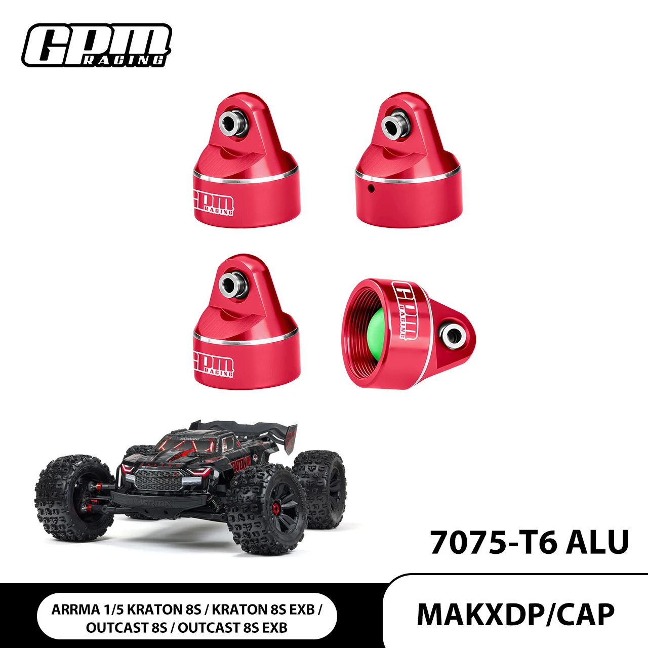GPM ALLOY 7075 SHOCK CAP FOR GPM AND ORIGINAL SHOCK ABSORBERS For ARA110002 ARRMA 1/5 Kraton 4X4 8S ARA330568