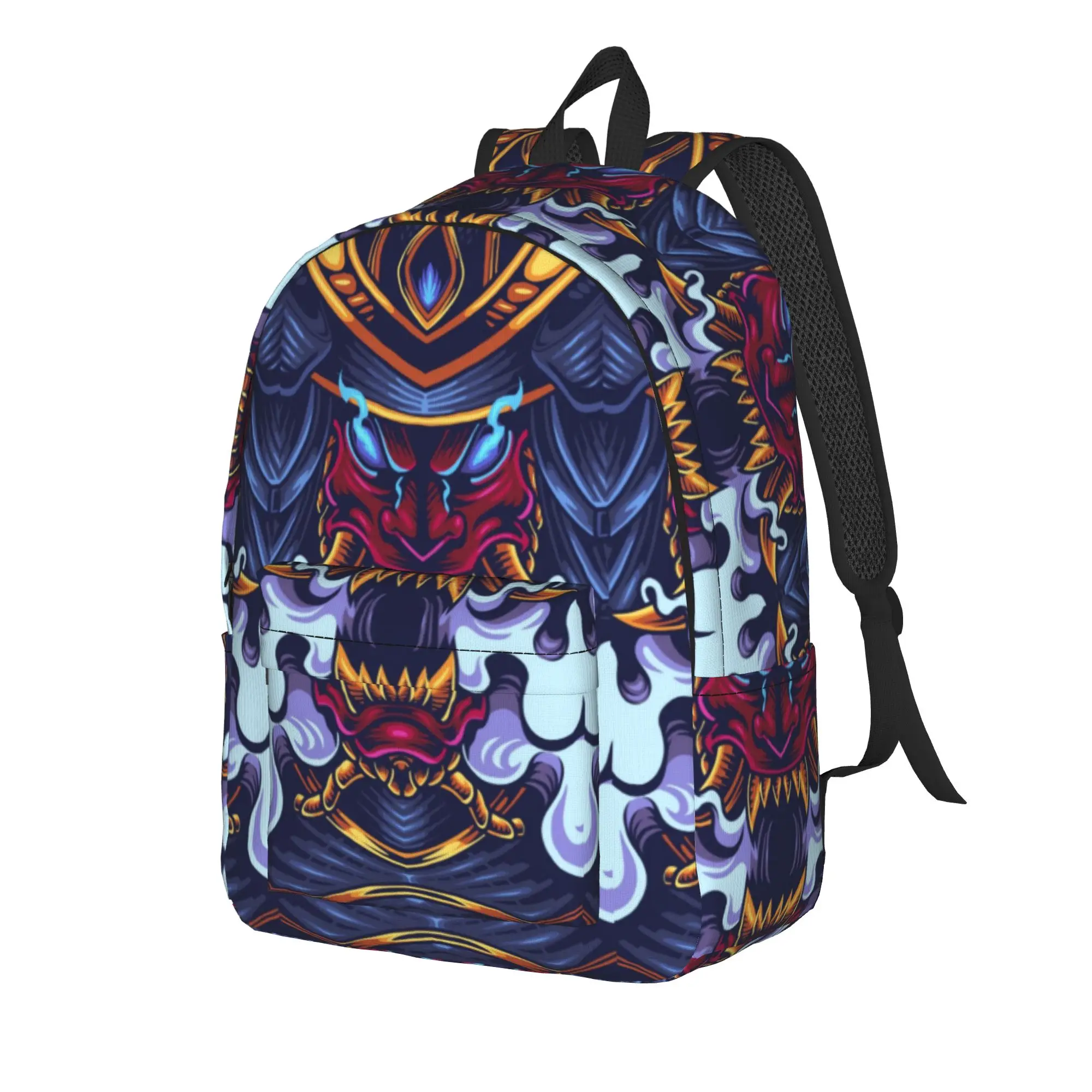 Psychedelic Oriental Demon Portrait Backpack  Women Polyester Camping Backpacks Large Cute School Bags Rucksack
