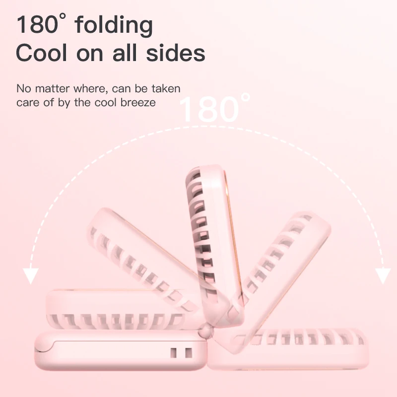 3-in-1 Mini Portable Fan Hanging Neck Fan Handheld Fan & Foldable Mirror with Power Bank, Compact & Portable for Summer Sports