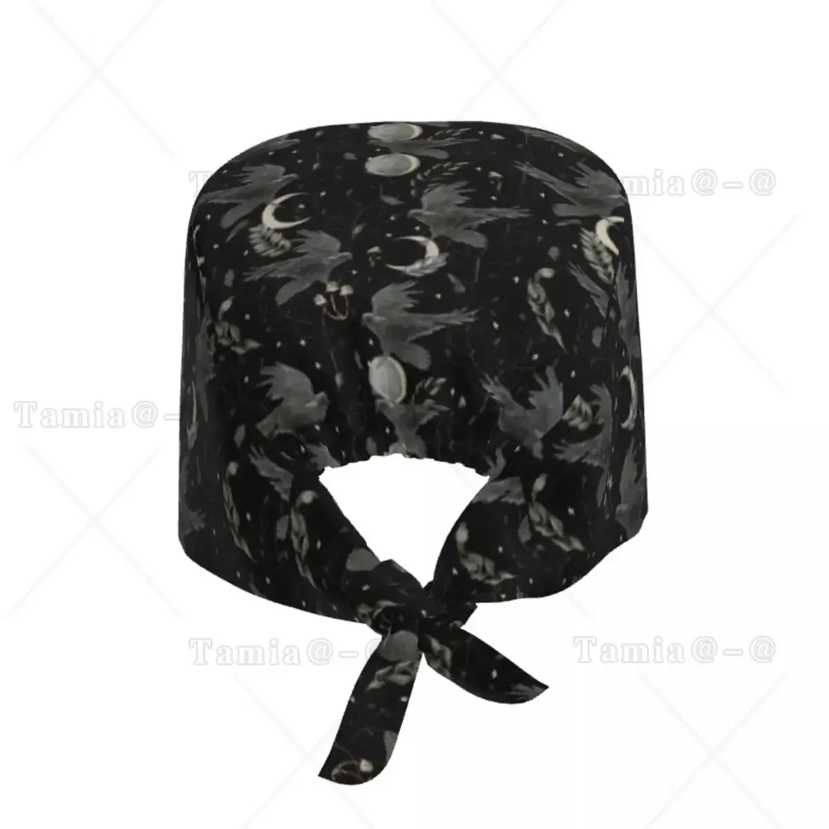 Custom Crow Moon Scrubs Cap   Hats Women Men Halloween Spooky Witch Operating Room Cap Nursing Cap Lab Works Hat