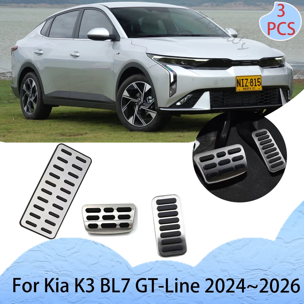 For Kia K3 BL7 GT-Line 2024~2026 2025 Car Stainless Steel Brake Throttle Pedal Anti-Slip Rest Pedal Protect Interior Accessories