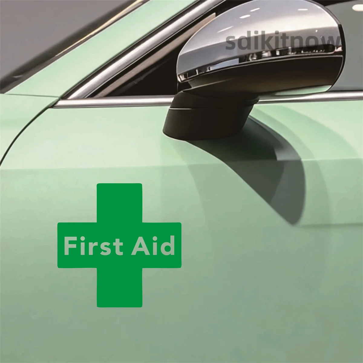 First Aid Green Cross Car Sticker Waterproof Vinyl Safety Window Decal Auto Truck SUV Emergency Medical Kit Identification Decor