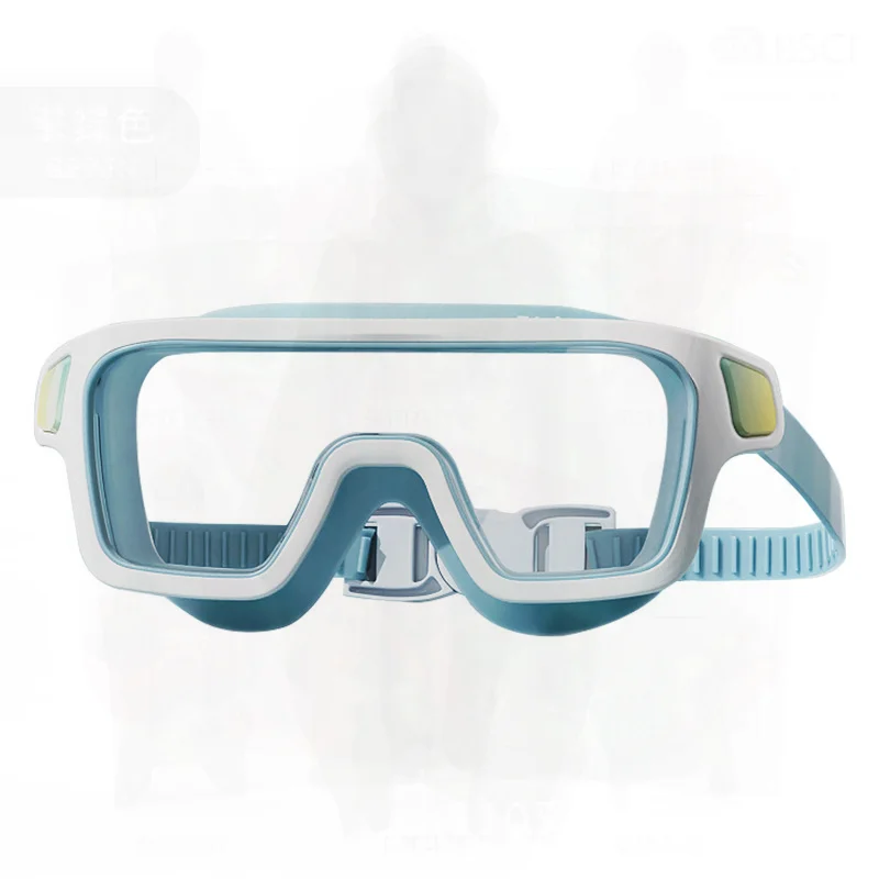 361 الرجال النساء الكبار نظارات السباحة HD مكافحة الضباب مقاوم للماء شقة إطار كبير نظارات الغوص سنو وايت/الراقية