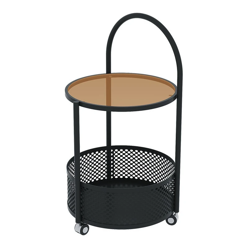 

/Cream wind trolley side few round glass living room sofa side table mobile small coffee table minimalist