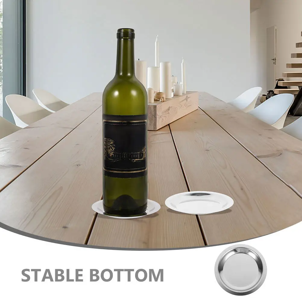Stainless Steel Wine Bottle Coaster Set – 3pcs Heat-Resistant, Non-Slip Metal Table Pad for Home & Coffee Shop
