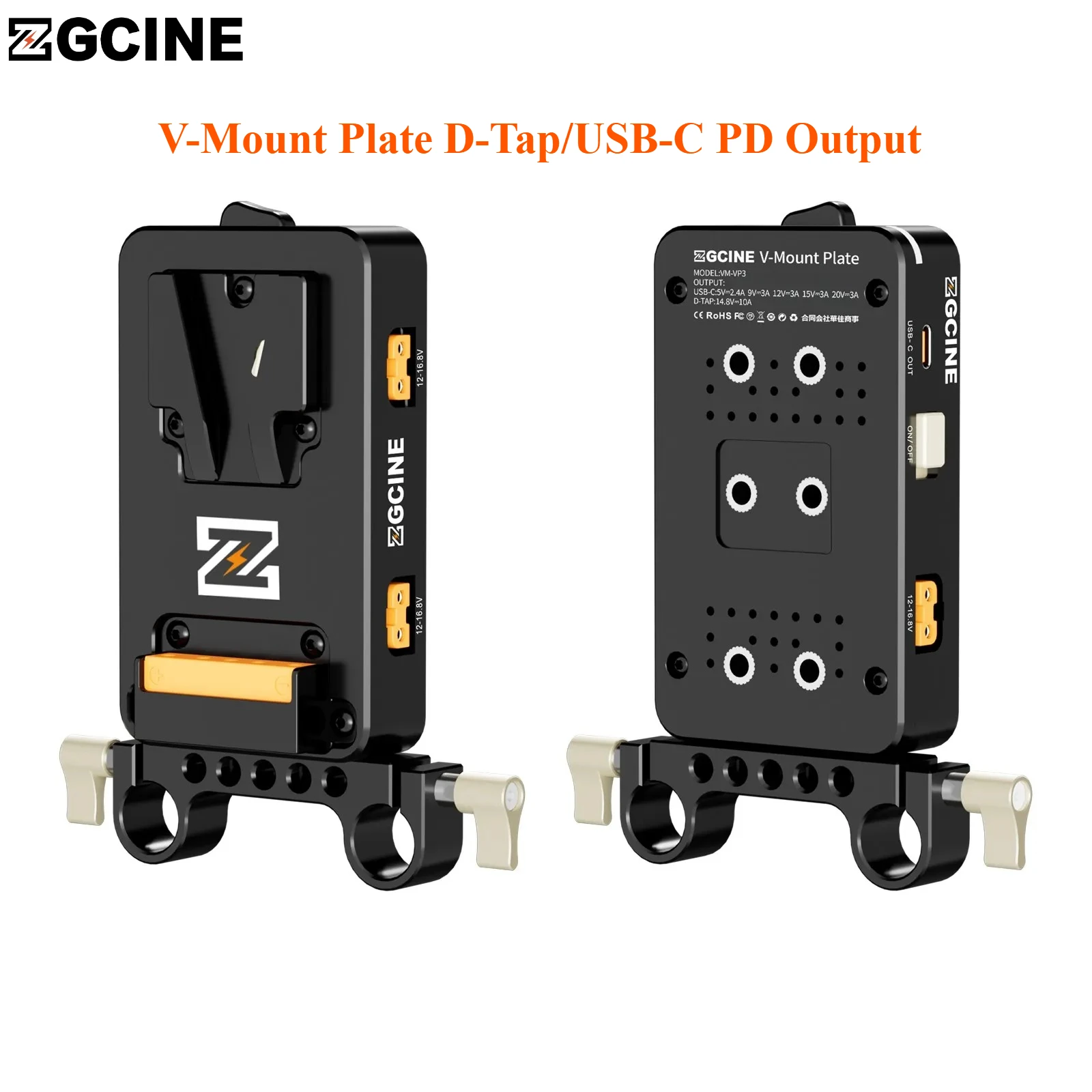ZGCINE VM-VP3 V-Mount Plate D-Tap/USB-C PD مخرج لسوني FX3 a7S III/a7 IV Canon EOS R5/R6/R7/R10 باناسونيك LUMIX GH6/S5 II