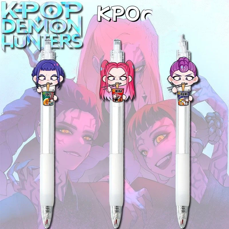 

Ручка 0,5 мм для Kpop Demon Hunters, черная ручка для студентов, экзаменационная игра, аниме, мультяшная фигурка, канцелярские принадлежности, учебные принадлежности, детский подарок