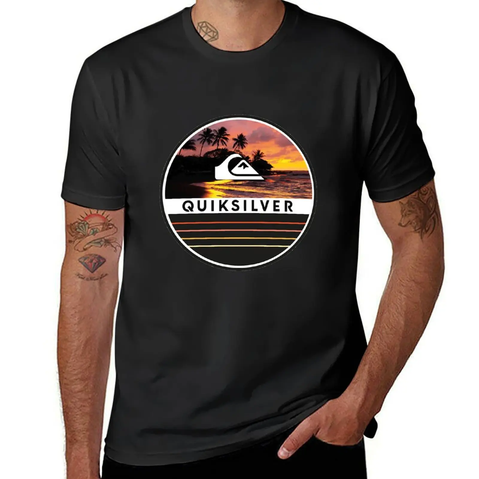 تي شيرت Sunset Beach Holiday Surf Merch تي شيرت سريع الجفاف ملابس هيبي تي شيرت للرجال من القطن