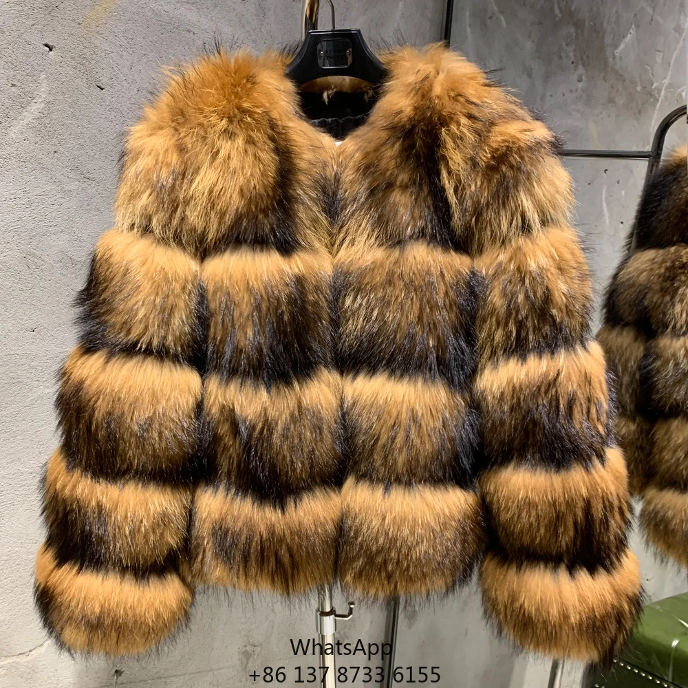 

Winter Oversized Fur Jacket Fluffy Warm Fur Coats Natural Raccoon Fur Coat Women