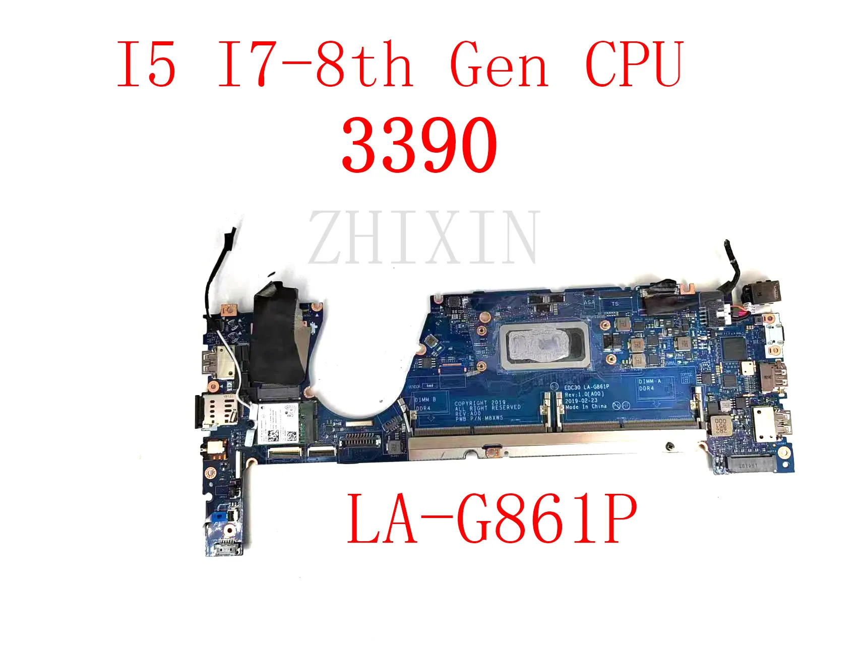 For Dell Latitude 3390 7300 Laptop Motherboard With i5 i7-8th Gen CPU CN-0HX8XK 09XFPT 0TCDGC LA-G861P Noteobook Mainboard