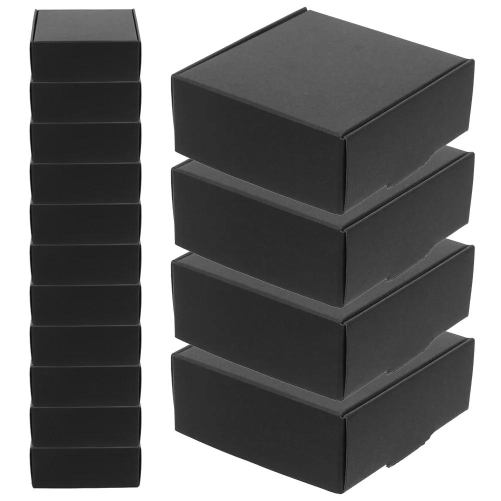 

15pcs Black Card Packaging Boxes Reusable Paper Mailing Boxes for Jewellery Toys Shipping Supplies Storage