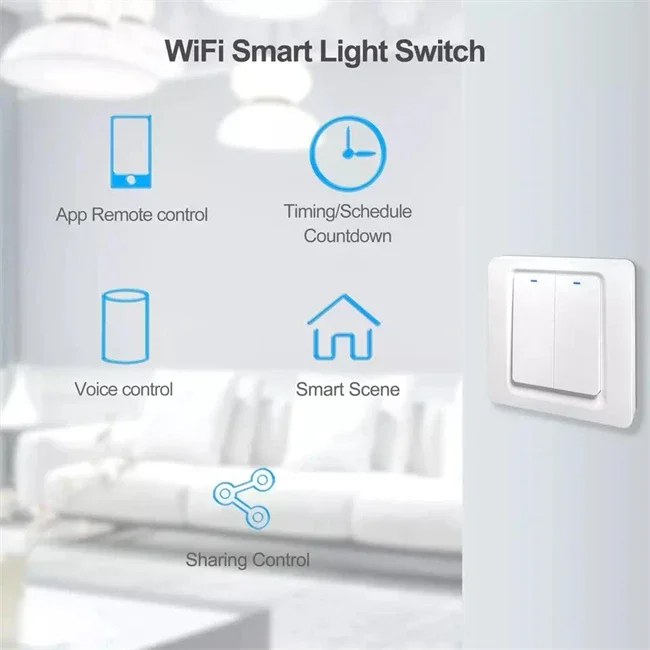 Smart light switch button wall switch 1/2/3 group works with Alexa Google Home