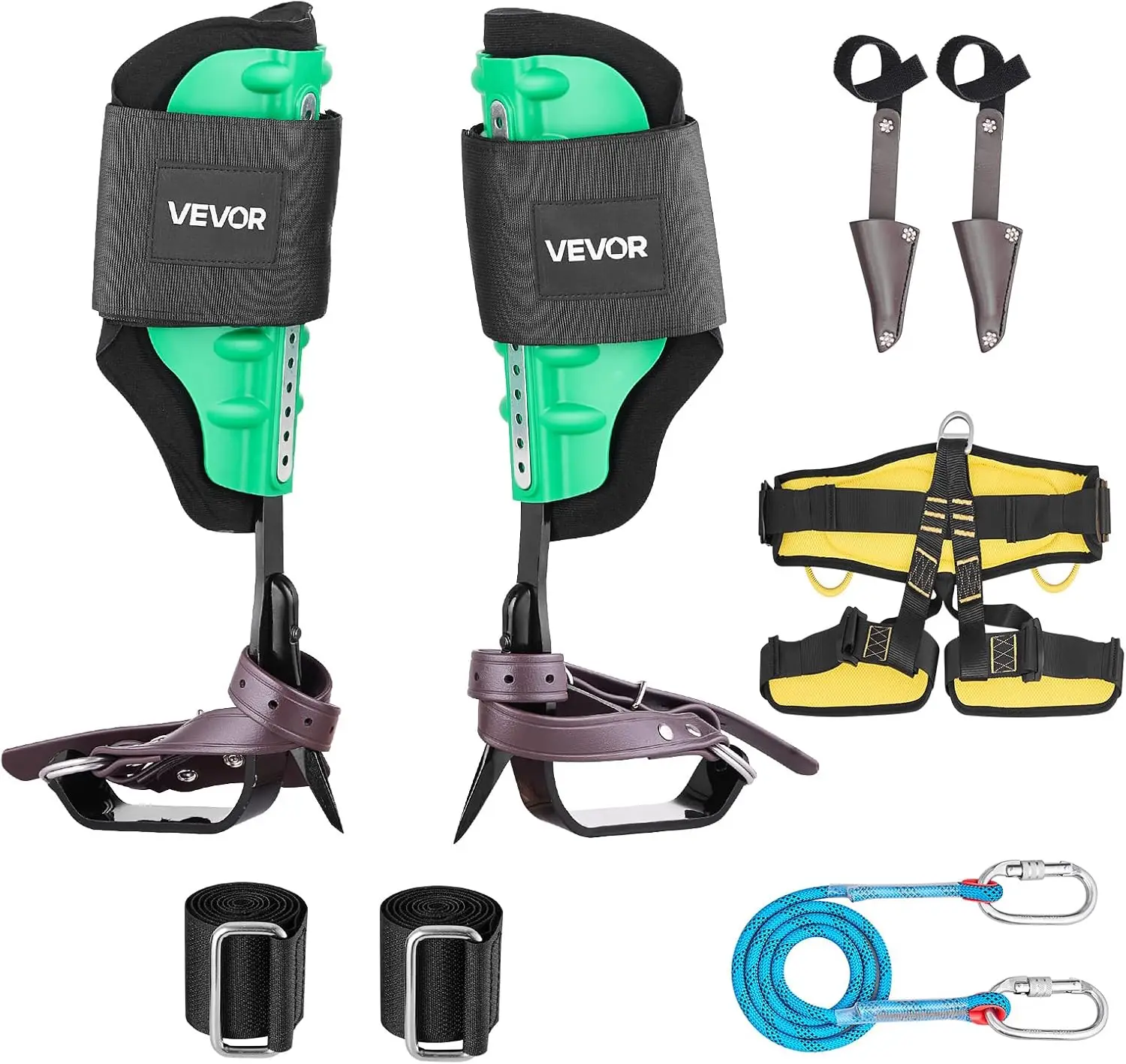 

Adjustable Climbing Spurs Set with Harness & Rope, 350lbs Capacity for Arborists & Fruit Picking