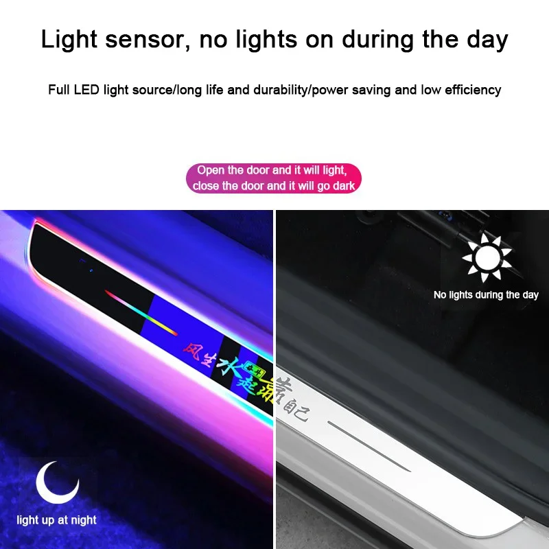 

4pcs Customized Car Glows Welcome Door Sill Strip Welcome Pedal Luminous Ambient Light Anti kick Anti-dirty Protection Pedal