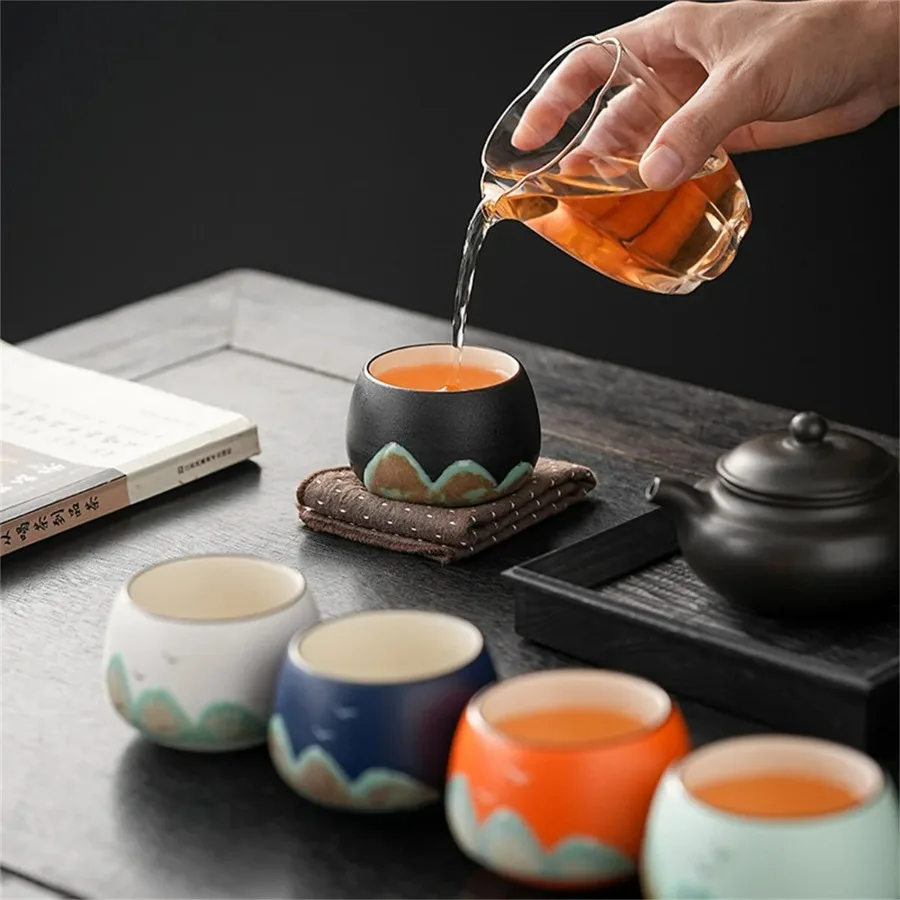 Ceramic Teacup Set Host Cup Personal Single Cup Tea Set Cultural and Creative Retro Hand-painted Tea Cup Gift Box Souvenir Gift