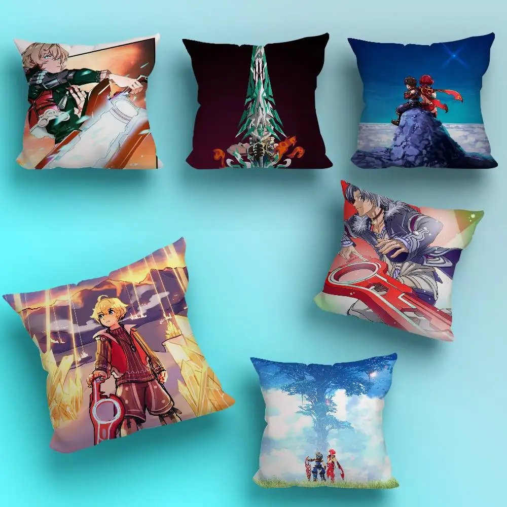 

X-XenobladeS C-Chronicles cool Pillow Case Square Double-Sided Printing Short Plush Sofa Cushion Cover Bedroom Bedside Pillow