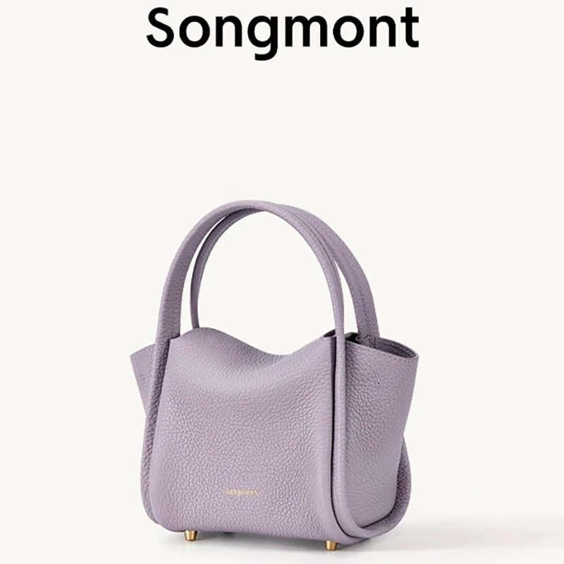 

Модная новая сумка-корзинка Songmont в стиле юаньбао, мини-сумка из воловьей кожи, сумка через плечо для поездок на работу, маленькая сумка для телефона