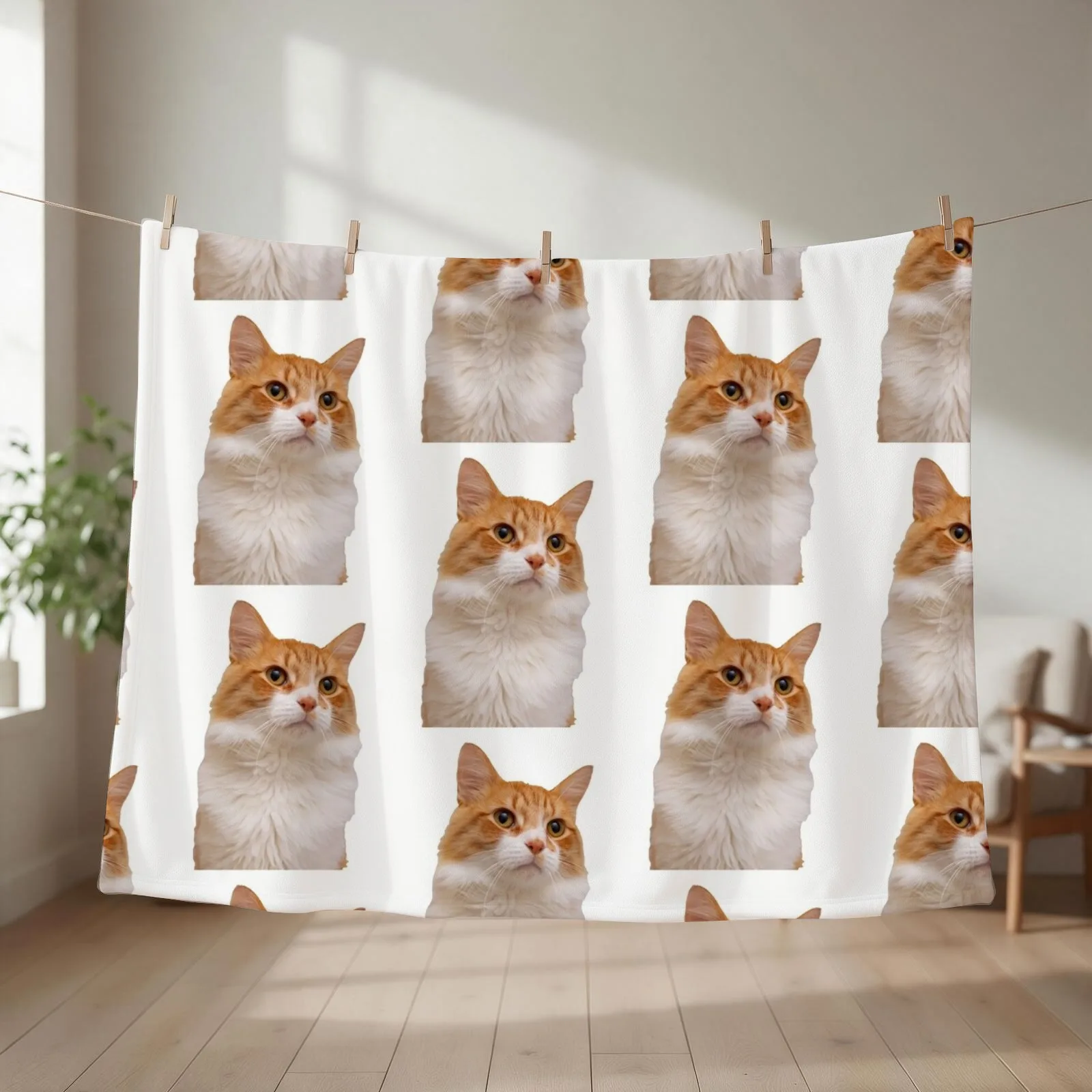 New Handsome Ginger Cat Throw Blanket couch cozy soft plush fuzzy picnic outdoor blanket