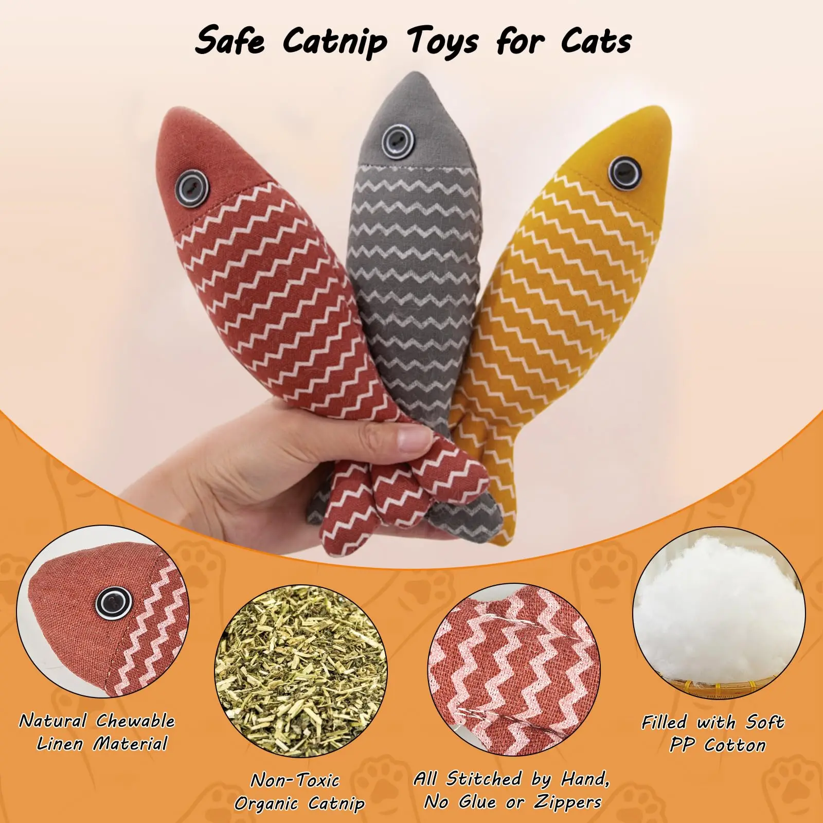 Cat Toys Fish Catnip Toys Interactive Cat Toy Cat Chew Toy Cat Pillow Toys Kitten Exercise Kicker Toys for Indoor Cats Kitty Kit