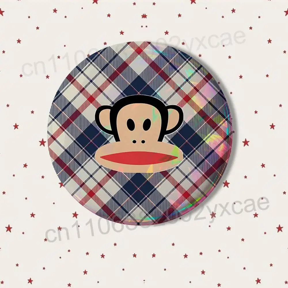Dies ist ein Affen-Paul-Frank-Abzeichen für Rucksäcke, Kleidungsdekoration, runde Brosche aus Weißblech, lustige, individuelle Geschenke für Freunde – Detail 6