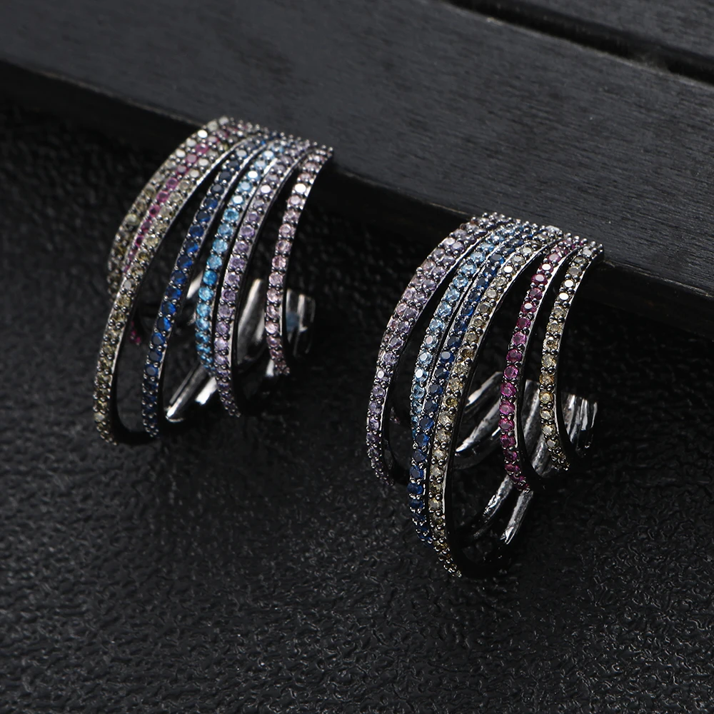 Trendy Luxury Irregular Geometric Twist Dangle Earrings For Women Wedding Cubic Zircon CZ Dubai Bridal Earring Bohemia Hot