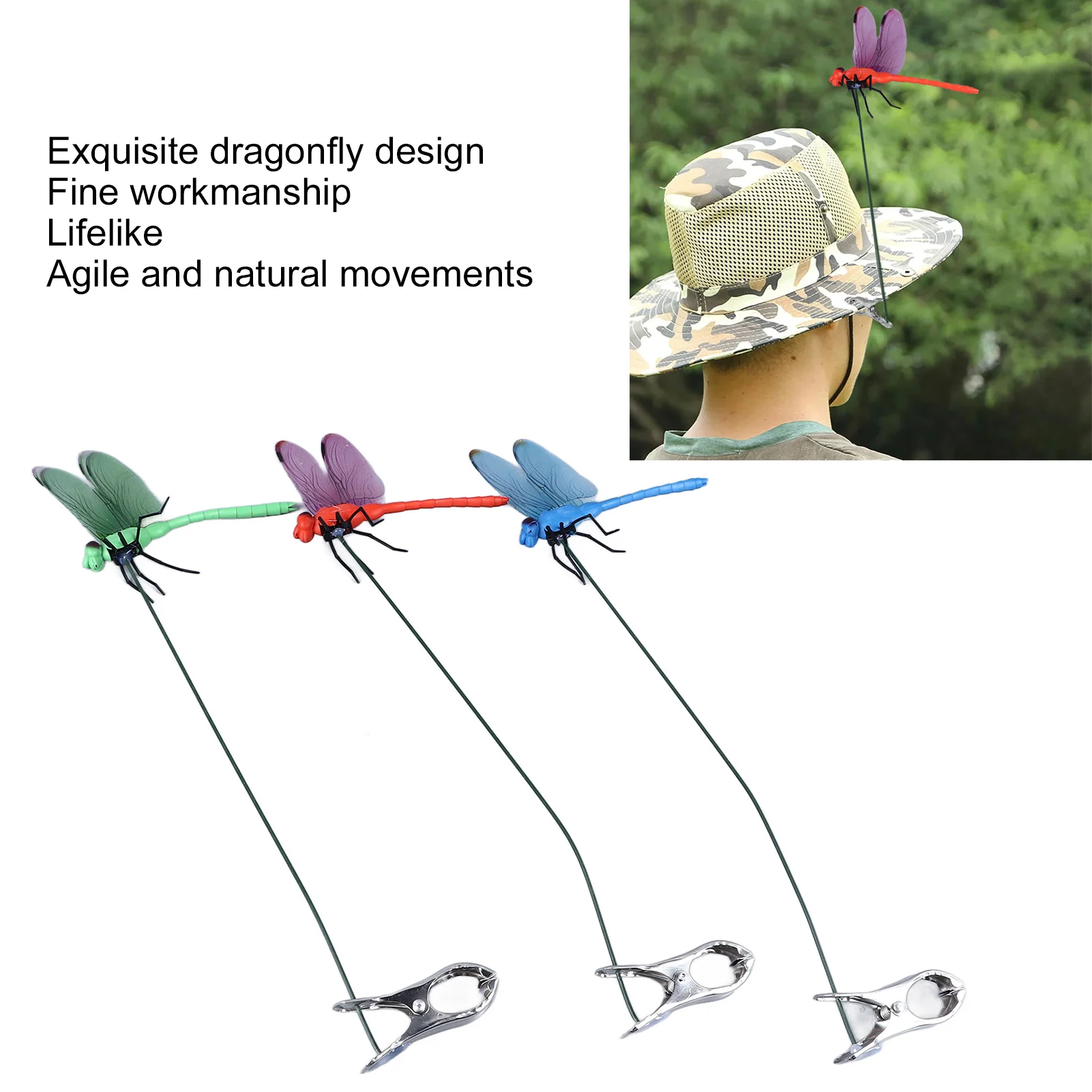 3D Dragonfly Garden Decor Plastic Body Natural Organic Concept Exquisite PVC Waterproof Wing Dragonfly Clip for Potted Flowers