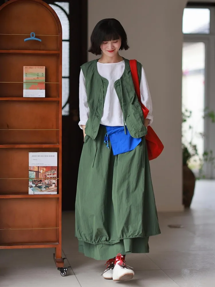 

Оригинальная женская повседневная хлопковая юбка Muede с эластичным поясом, А-силуэт, весна 2026, новая коллекция, цвет Sun-Dried Crt