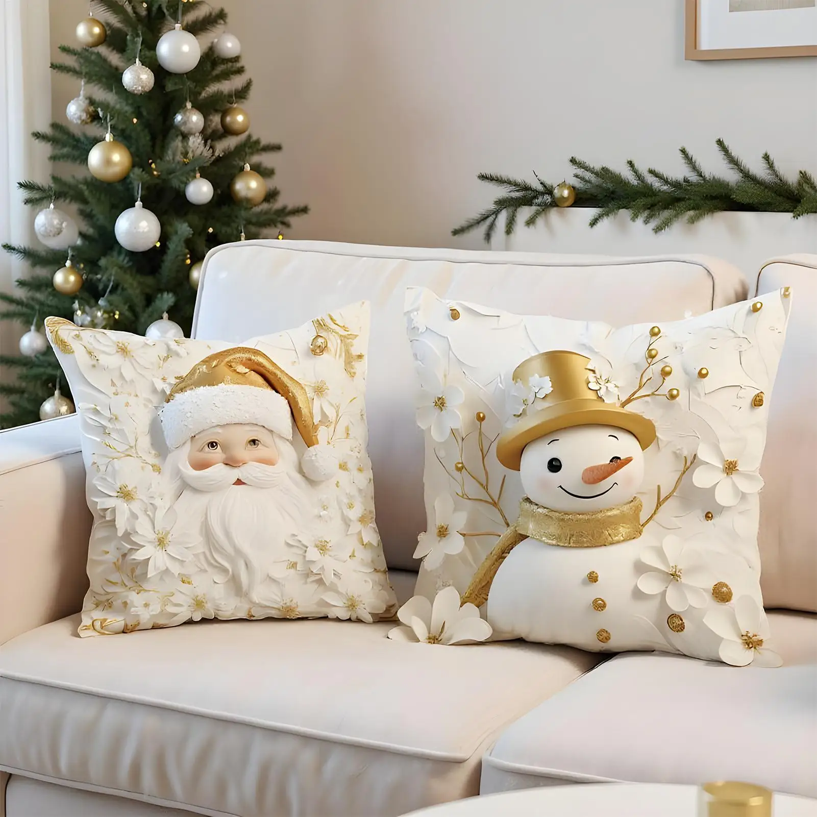 Throw Pillow Covers 18x18 Inch Christmas Modern Decor Throw Pillow Case For Home Room Bedroom Living Couch Sofa Bed Patio Porch