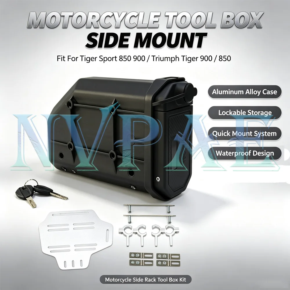 For Triumph Tiger 850 900 Tool Box Side Mount Aluminum Alloy Lockable Storage Quick Mount Waterproof Side Rack Tool Box Kit