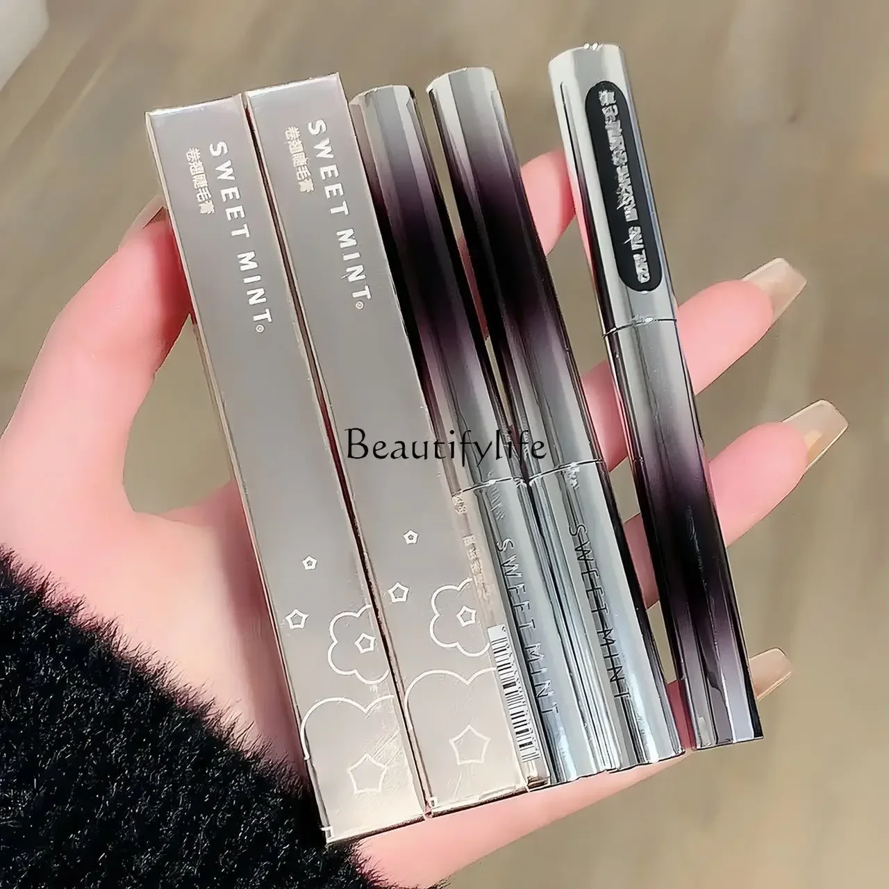 

Small silver tube mascara styling waterproof dense slender curled fine brush head lasting non-smudging