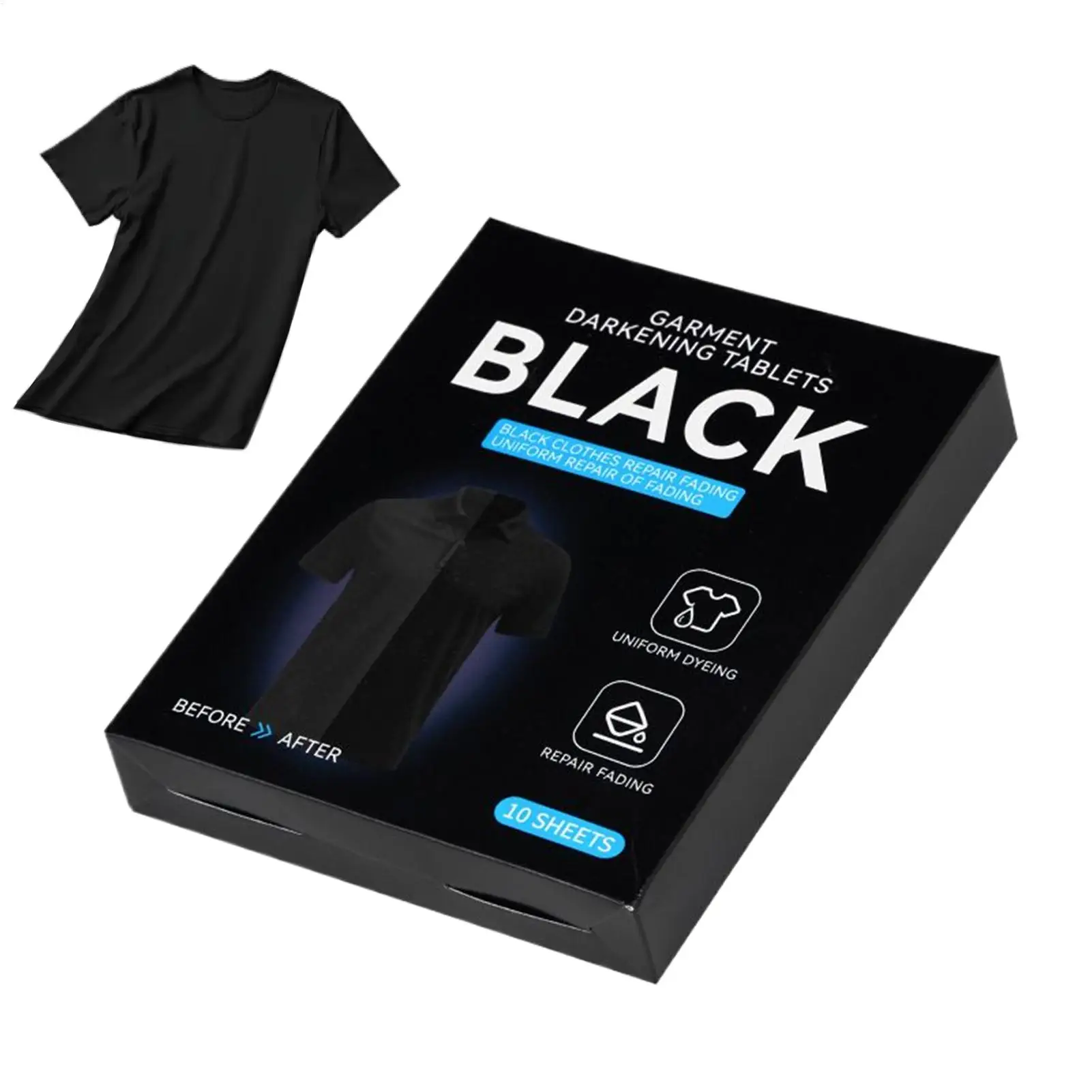 Black Fabric Dye 10 Sheets Paint Restorer Fabric No-Bleed Color Absorber Laundry Sheets for Home School Apartment Allow Mixed