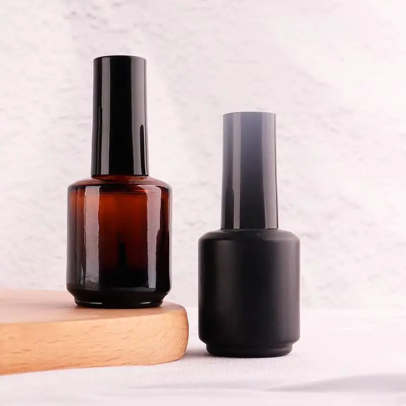 15ml Transparent Glass Nail Polish Bottle Empty With Lid Brush Cosmetic Containers Nail Glass Bottles With Brush